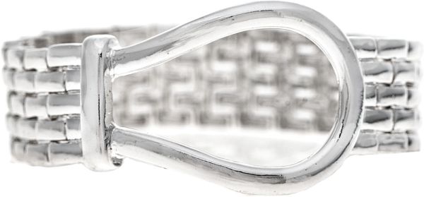 Silver Basketweave Stirrup Bracelet
