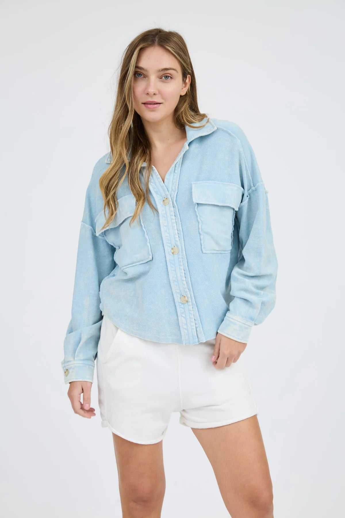 Vintage Washed Raw Edge Shacket