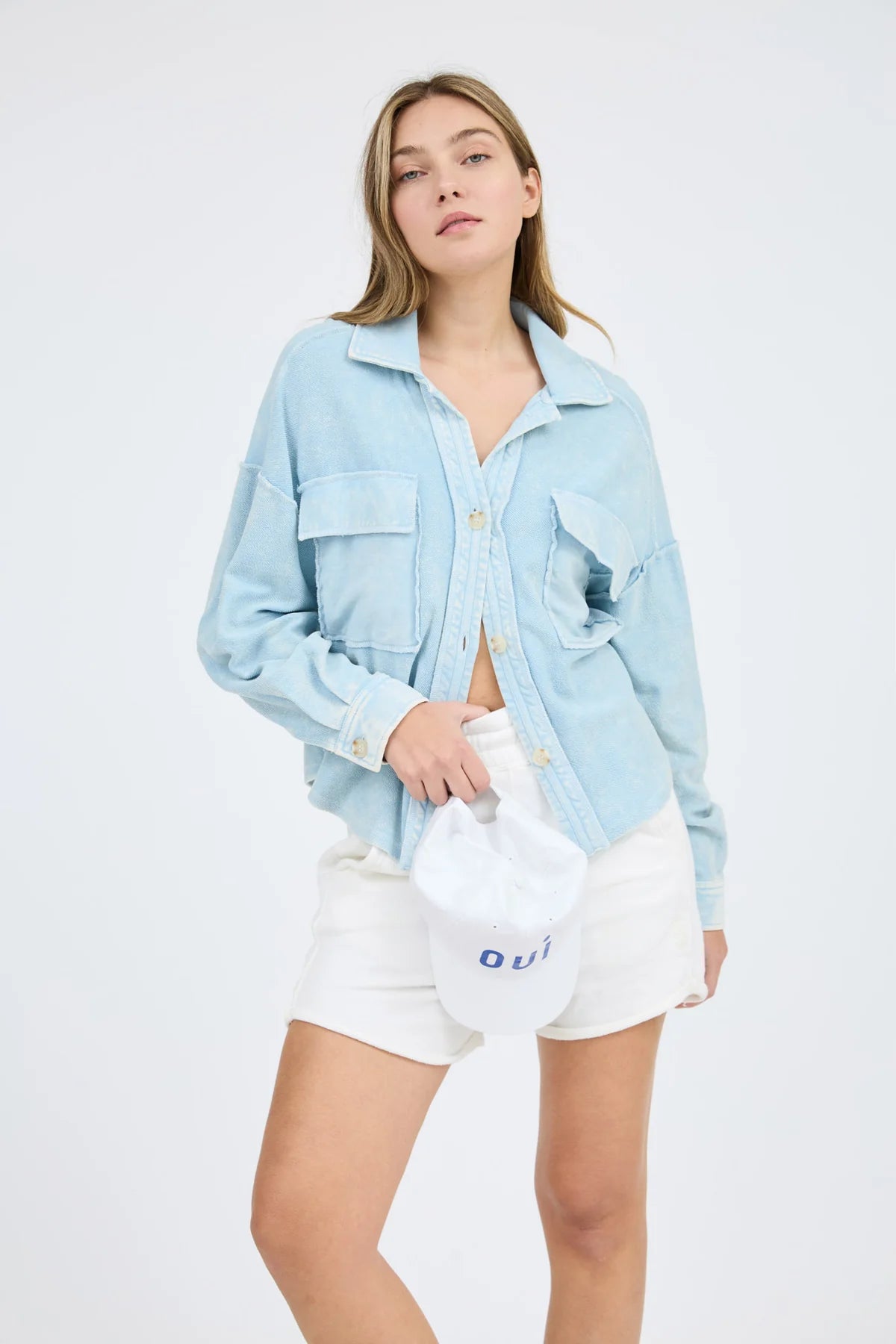 Vintage Washed Raw Edge Shacket