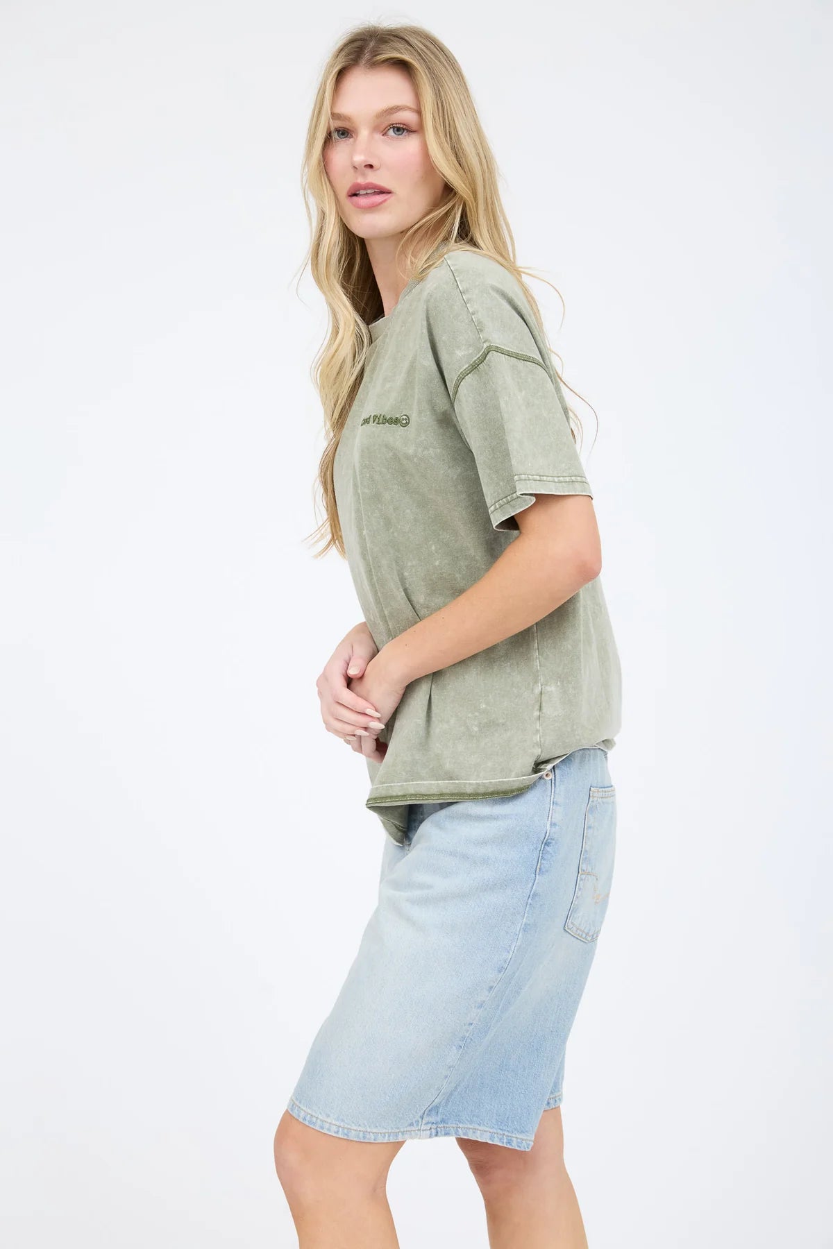 Good Vibes Oversized Washed Tee