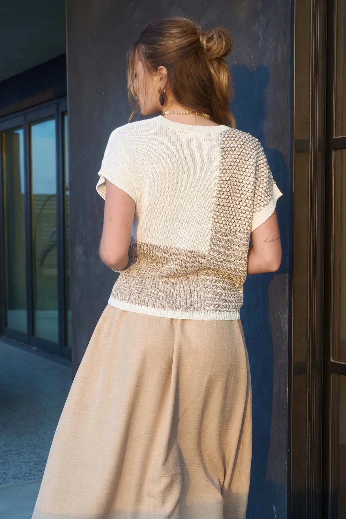 Multi Pattern Color Block S/S Knit