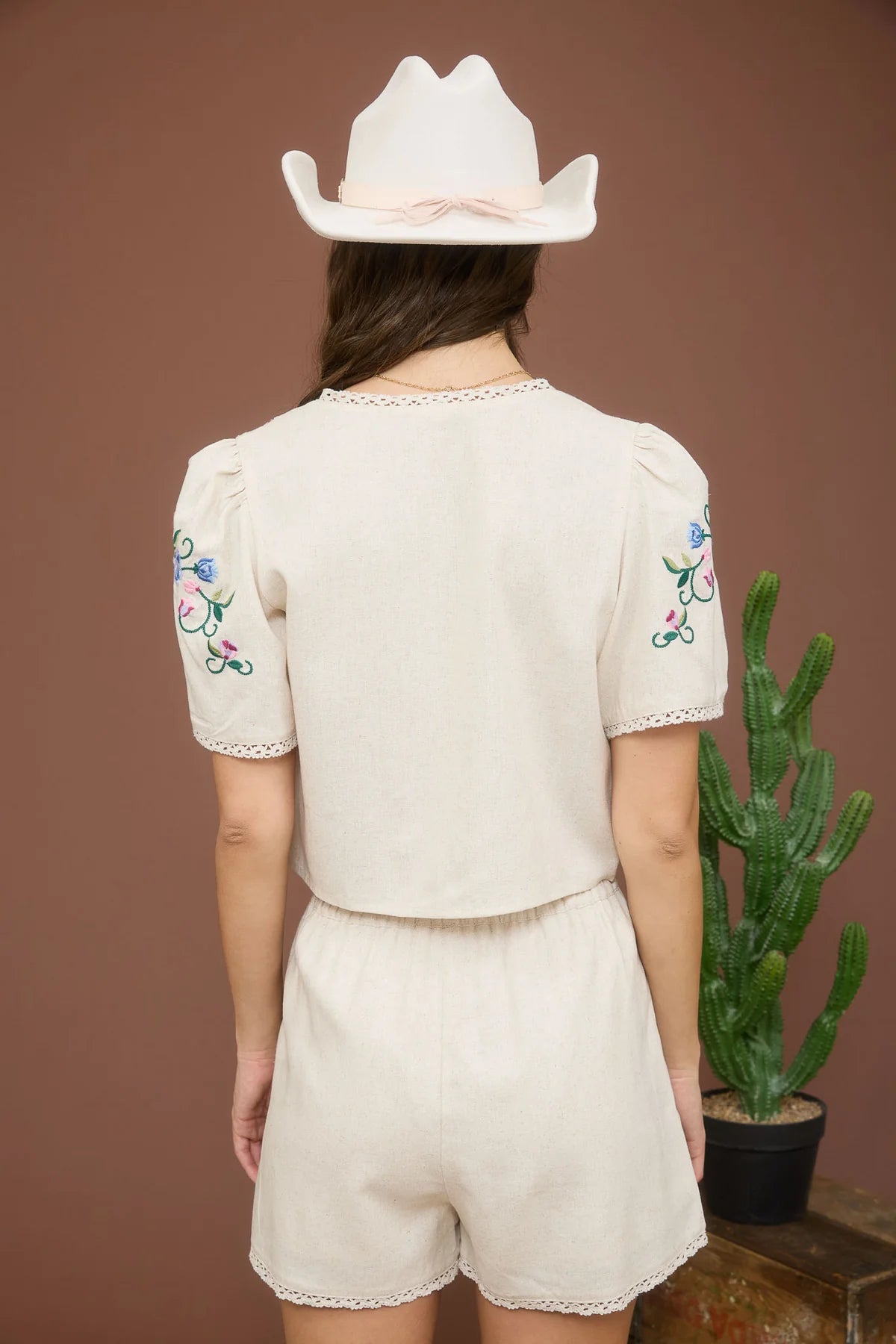 High Waist Floral Embroidery Shorts
