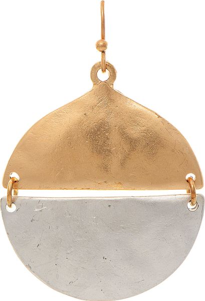 Two Tone Linked Half Circles Earring