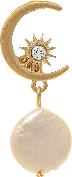 Moon & Sun Crystal Pearl Post Earring