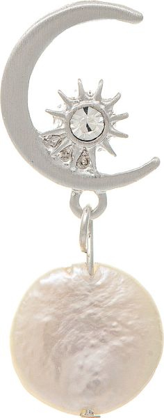 Moon & Sun Crystal Pearl Post Earring