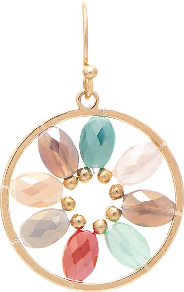Gold Multicolor Glass Bead Framed Bloom Earring
