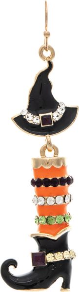Crystal Witchy Boot Halloween Earrings