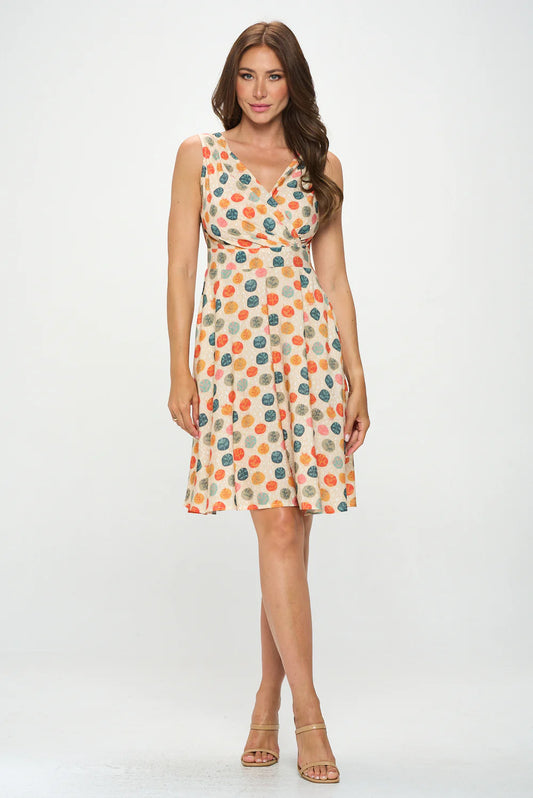 Leaves Print Fit and Flare Dress