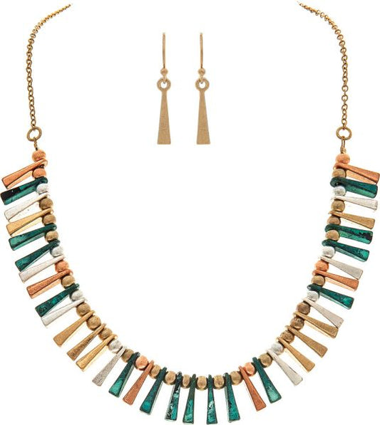 Patina Mix Fringe Necklace Set