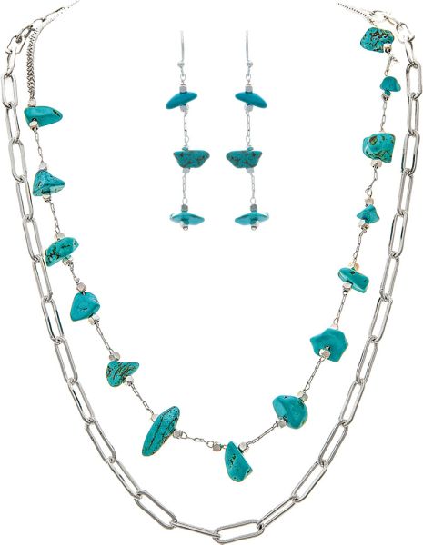 Stone Bead Chain Necklace Set