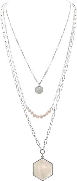 Silver Layered Pearl & Mother of Pearl Necklace