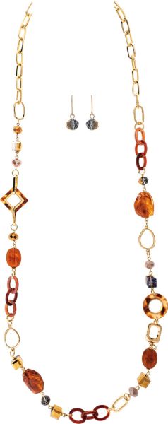Caramel Baubles Long Necklace Set