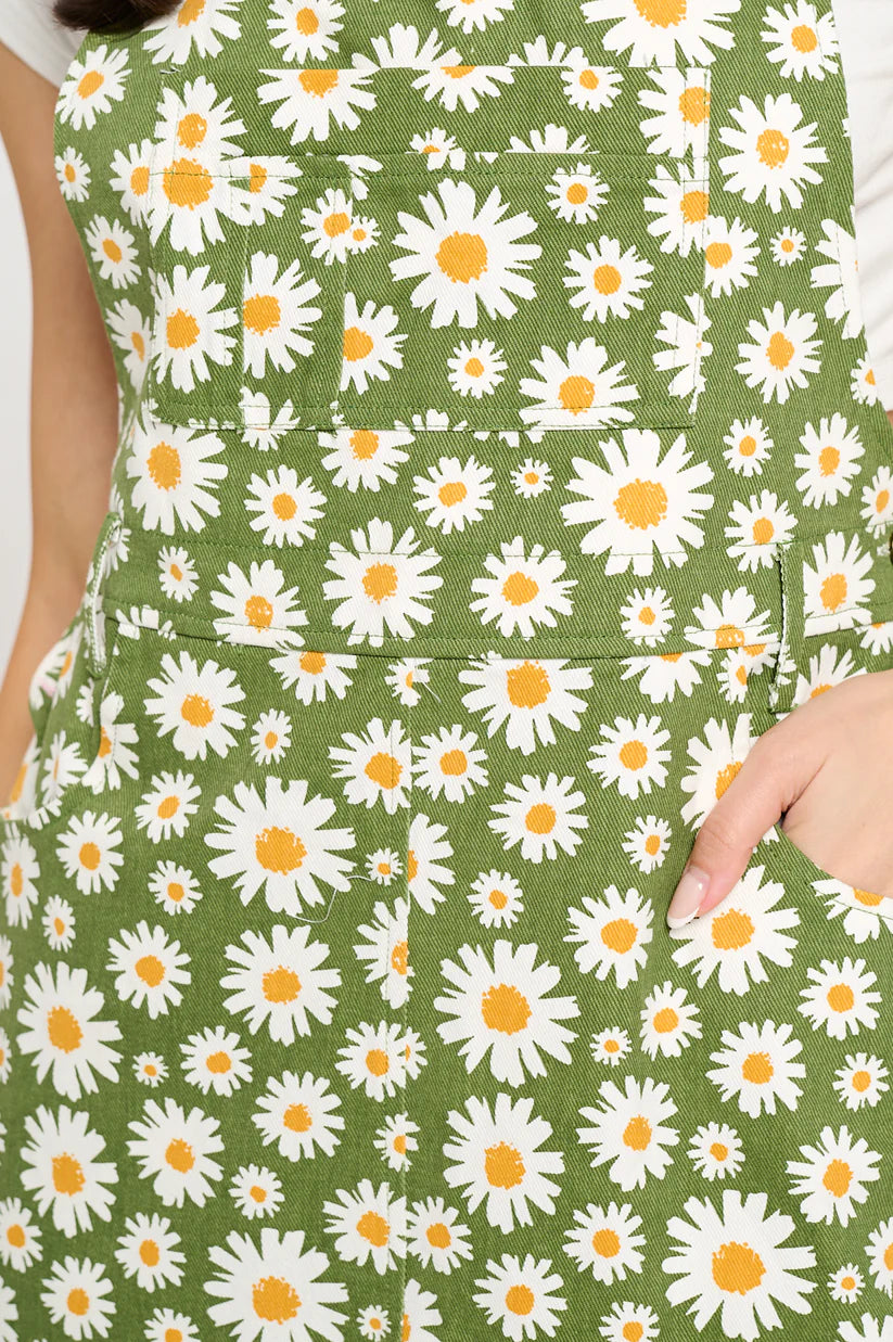 Daisy Print Overall Dress