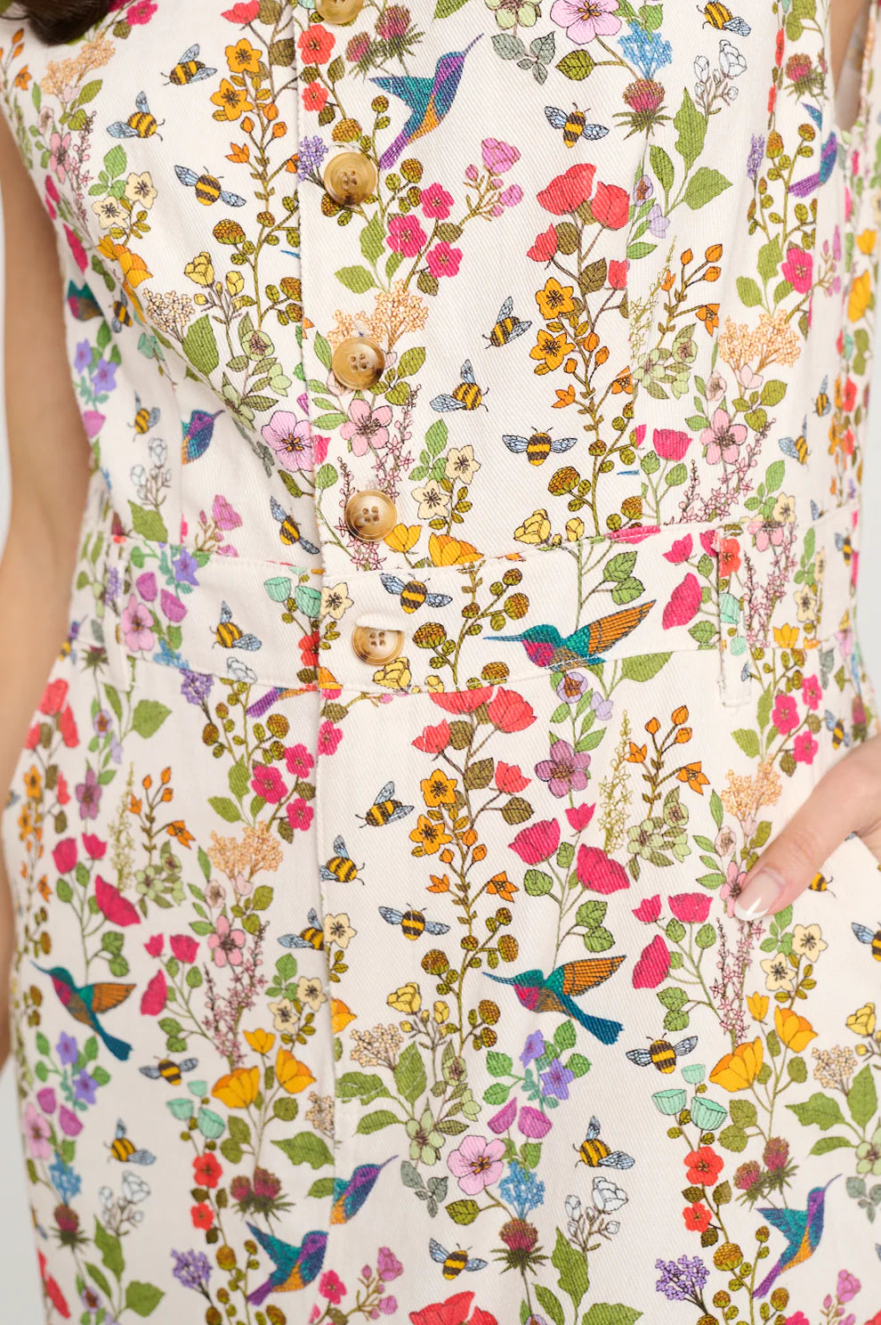 Floral Hummingbird Print Dress