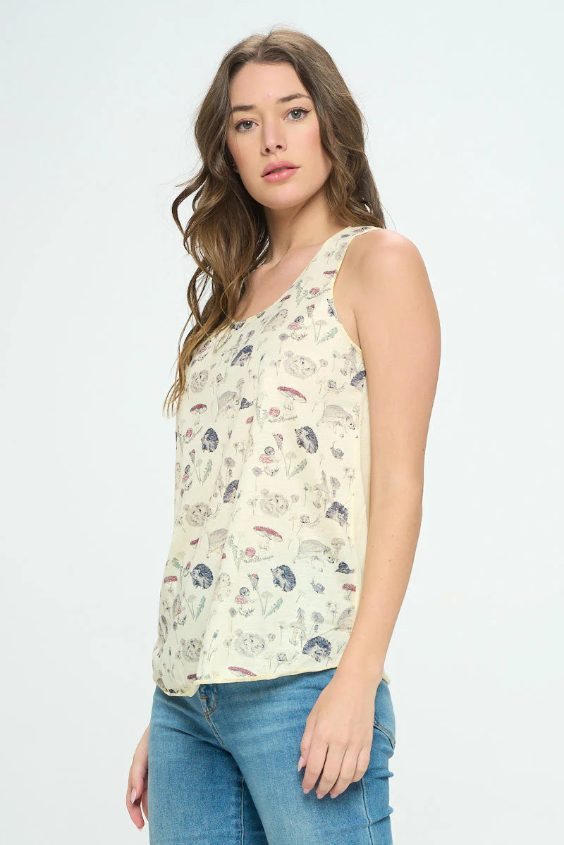 Hedgehog Floral Print Tank