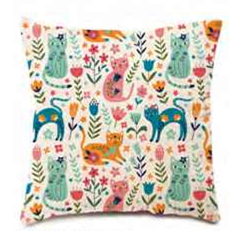 Whimsical Cats Canvas Pillow Case