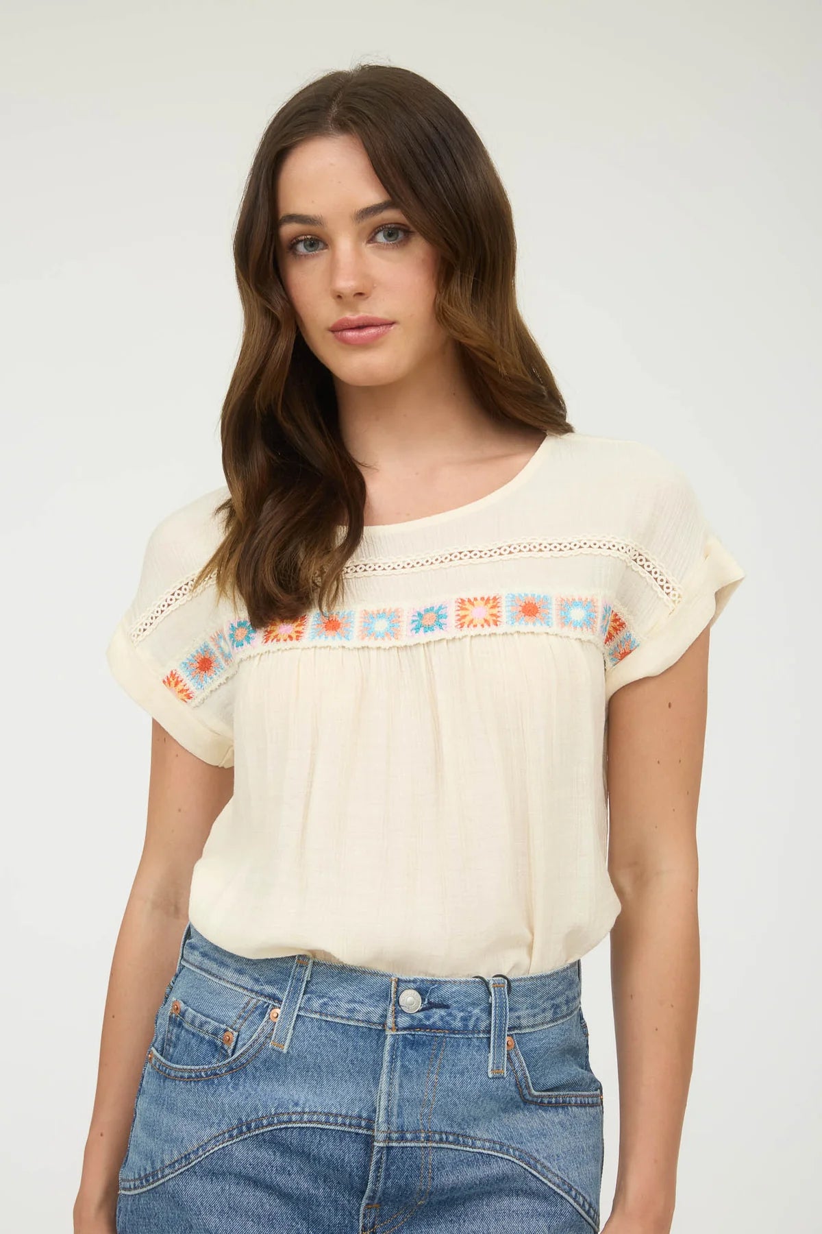 Crochet Floral Lace Trim Top