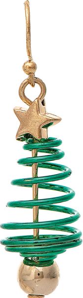Gold Mini Coil Xmas Tree Earring
