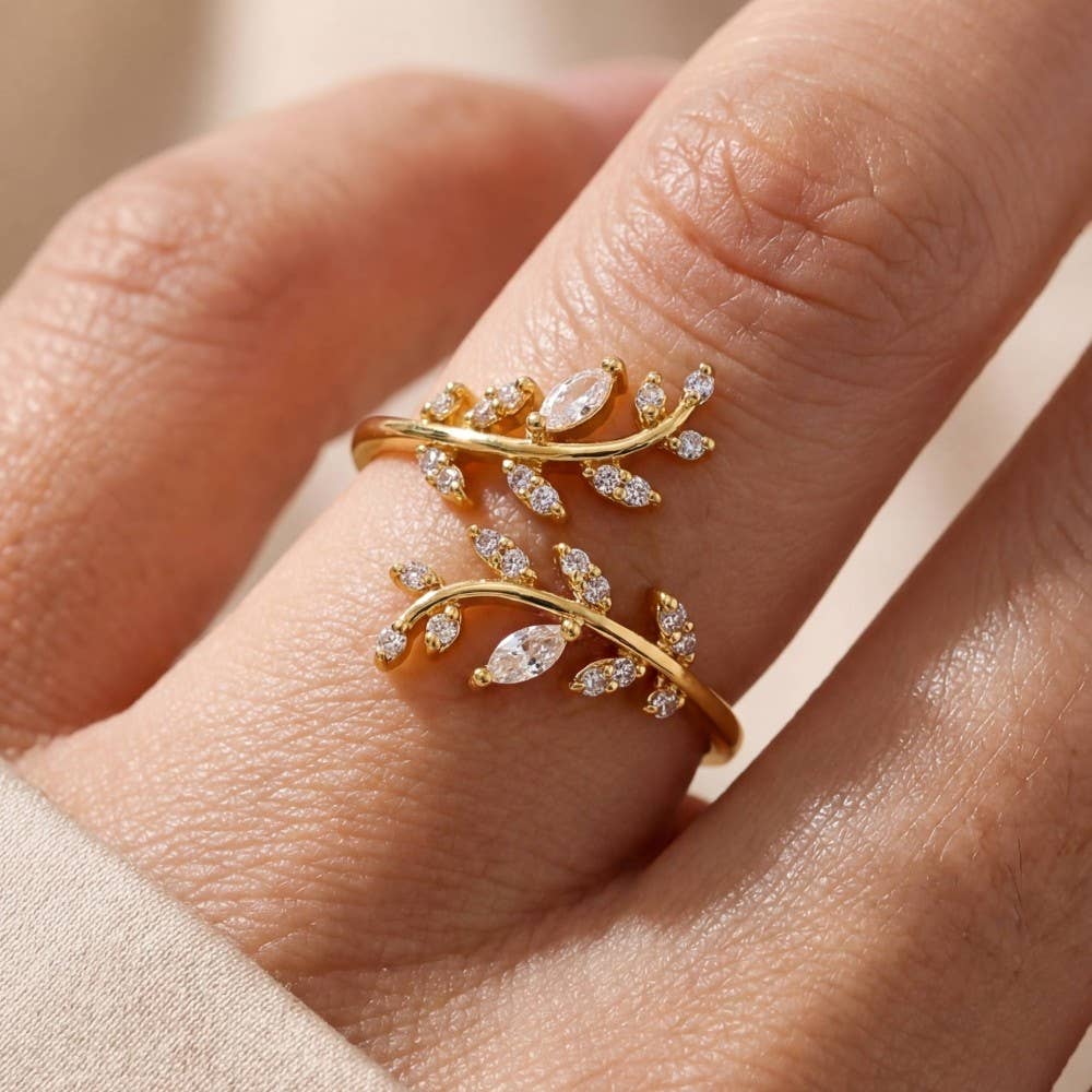 Jeweled Cz Vine Wrap Ring