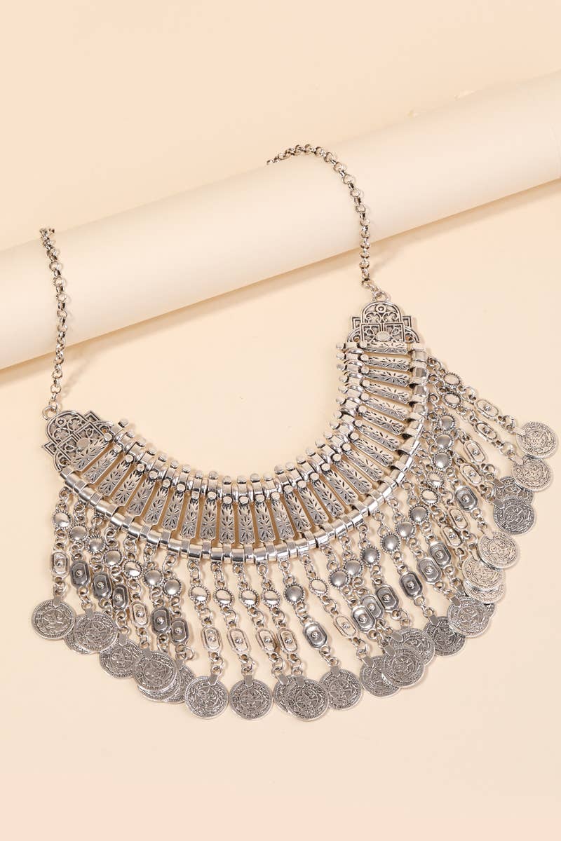 Antique Disc Bib Statement Necklace