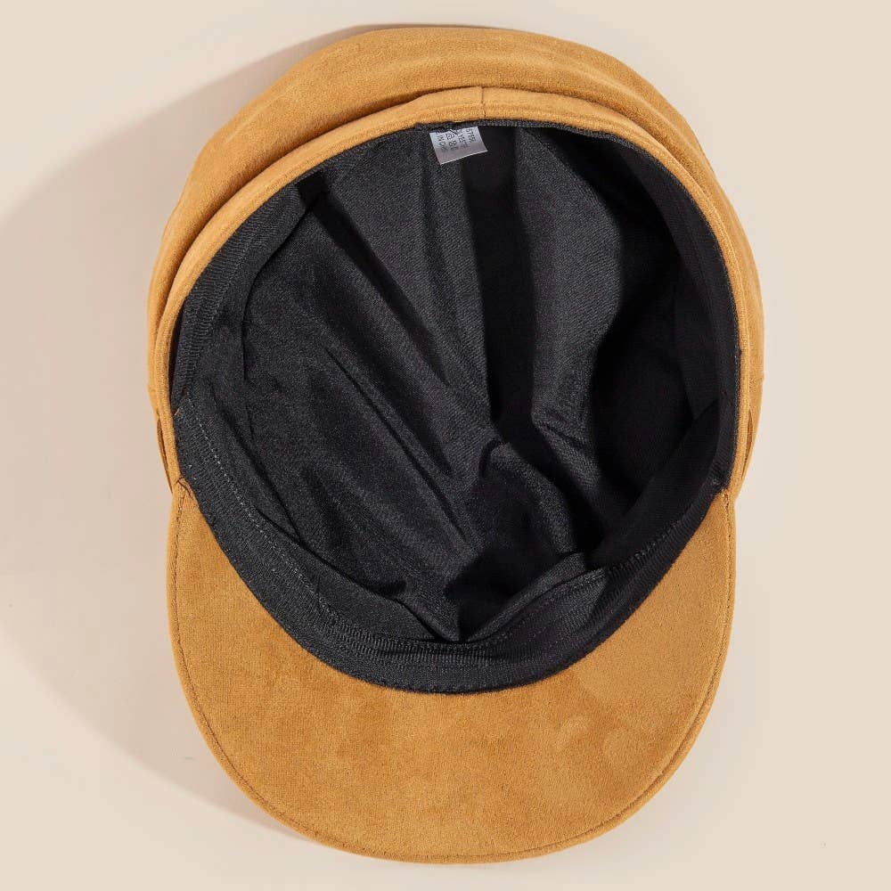 Faux Suede Belt Beret Hat