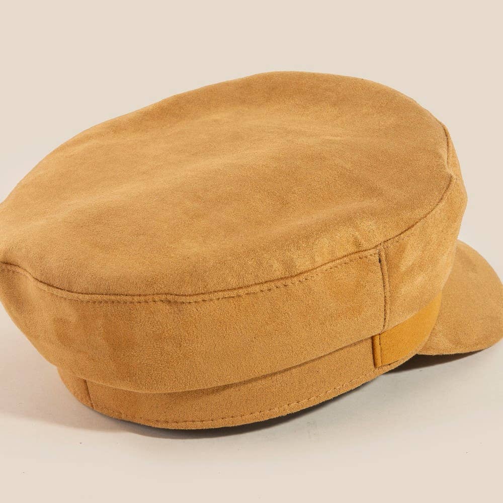 Faux Suede Belt Beret Hat