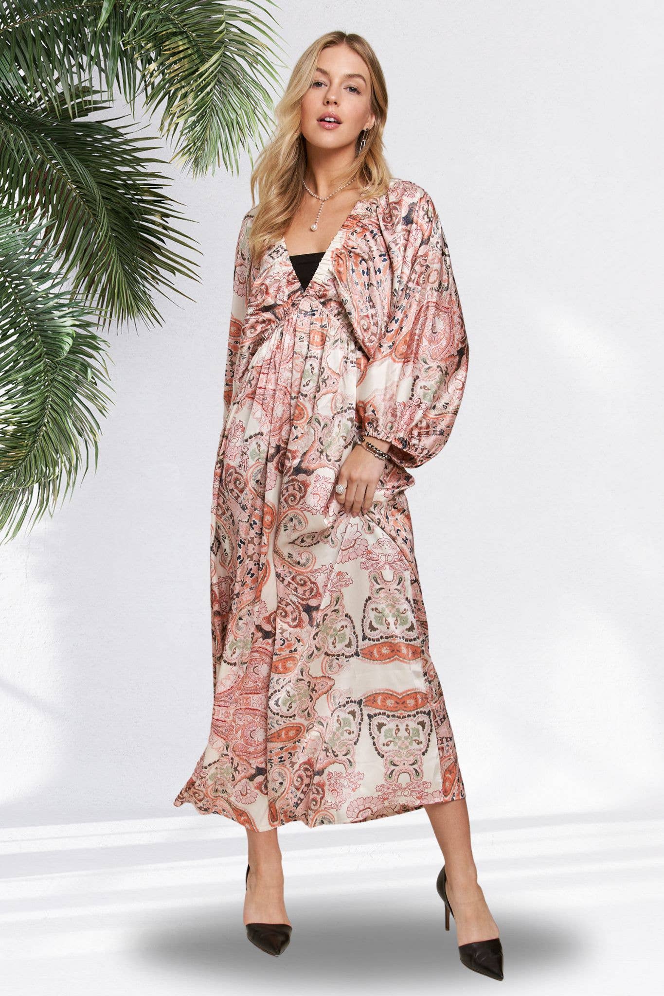 Batwing Boho Paisley Dress