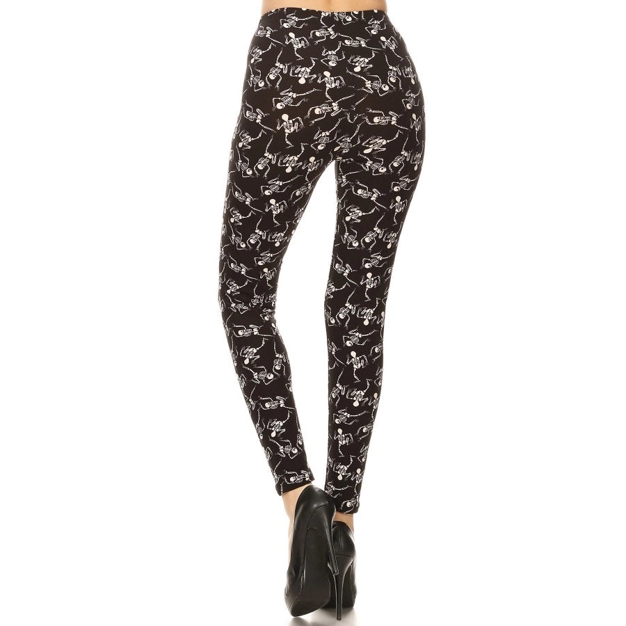 Dancing Skeleton Print Leggings