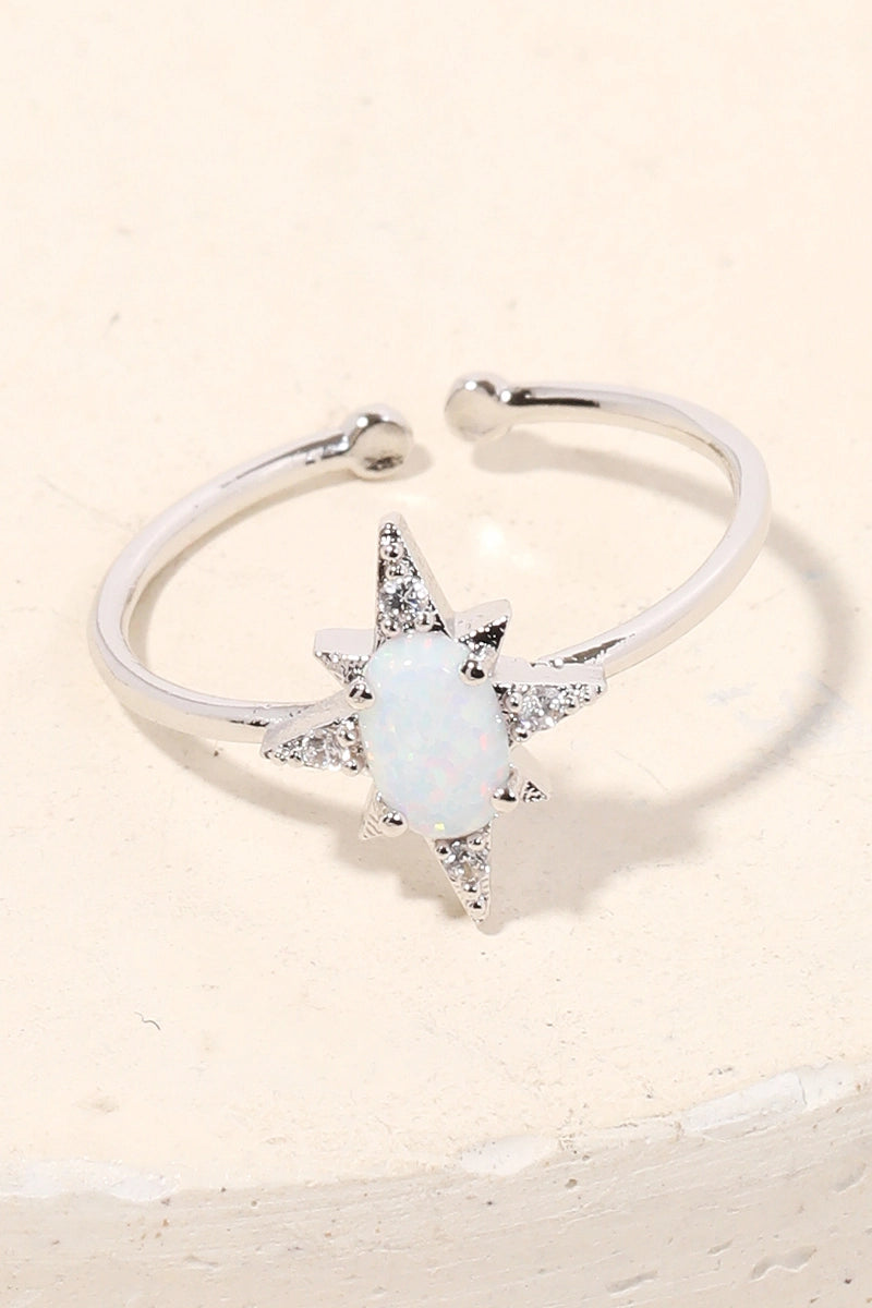 Opal Diamond Star Adjustable Ring
