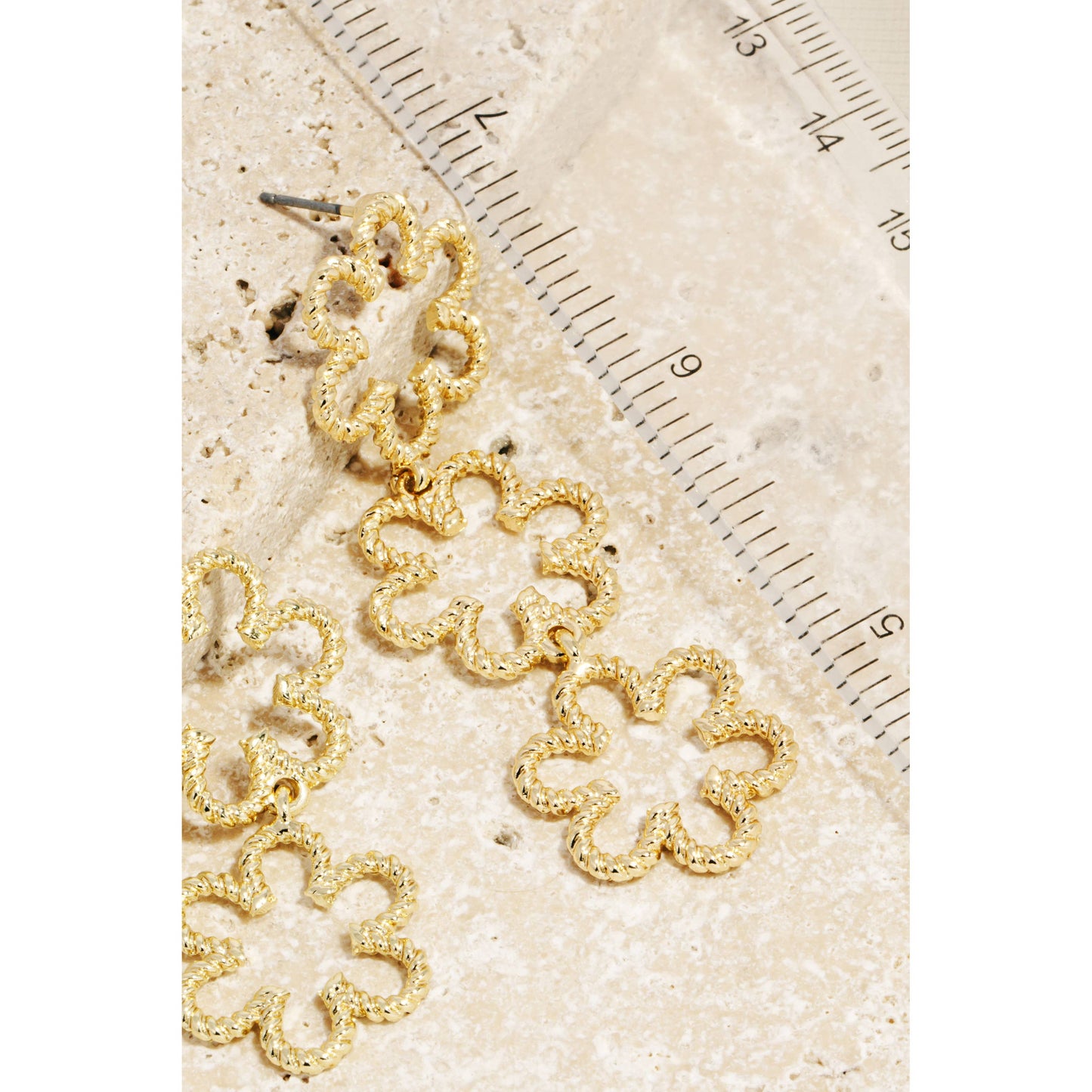 Triple Flower Drop Earrings