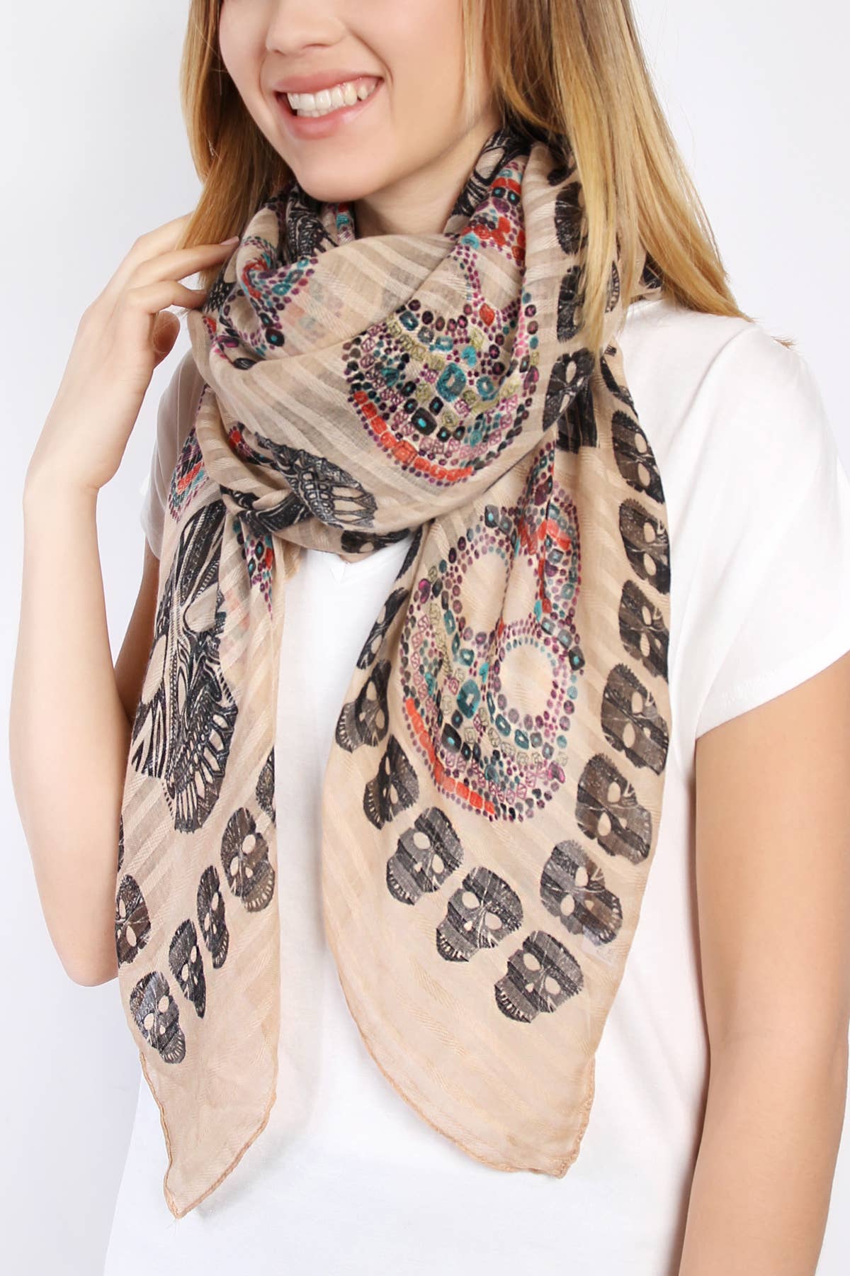Sugar Skull Oblong Scarf