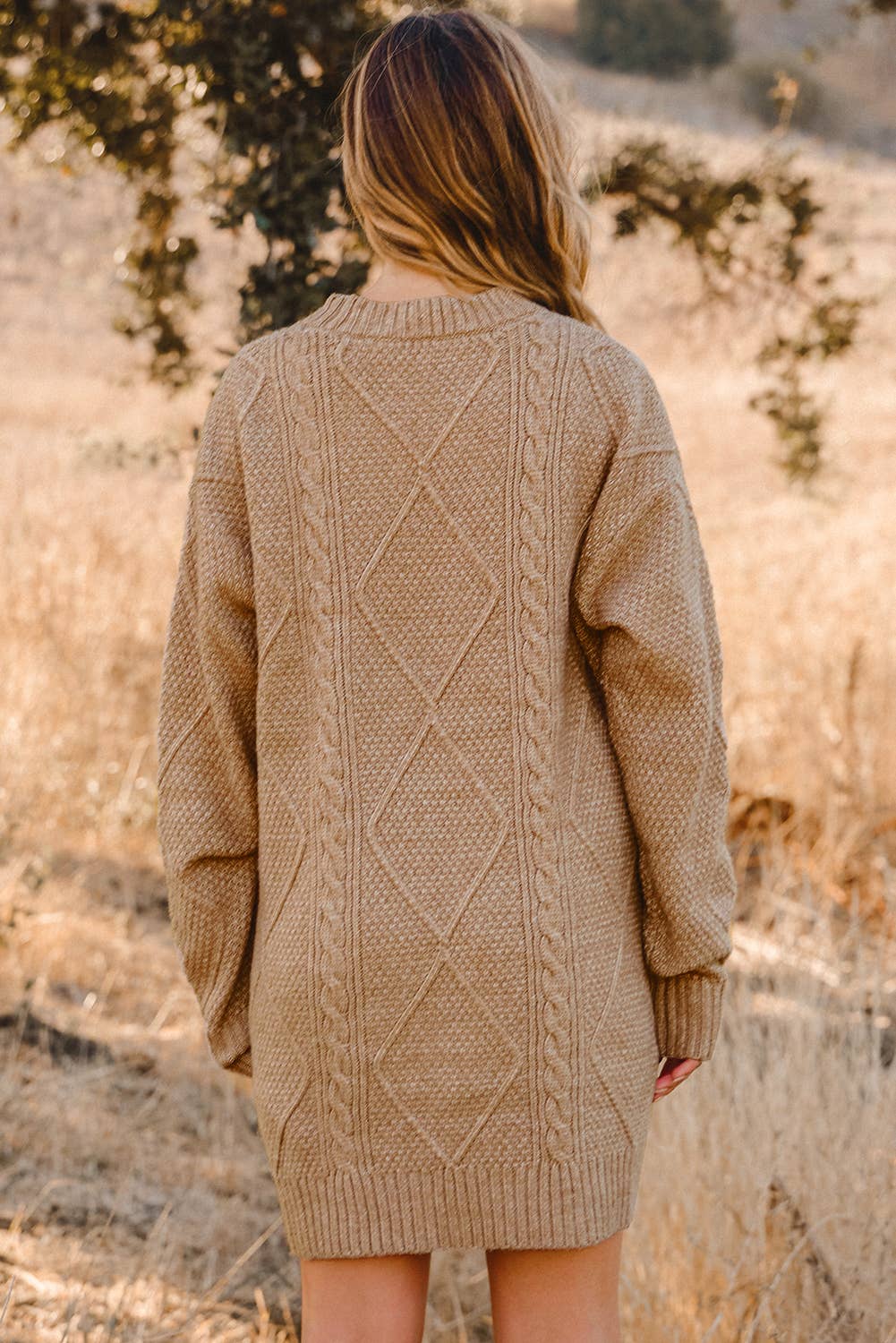 Cable Knit Loose Fit Sweater Dress
