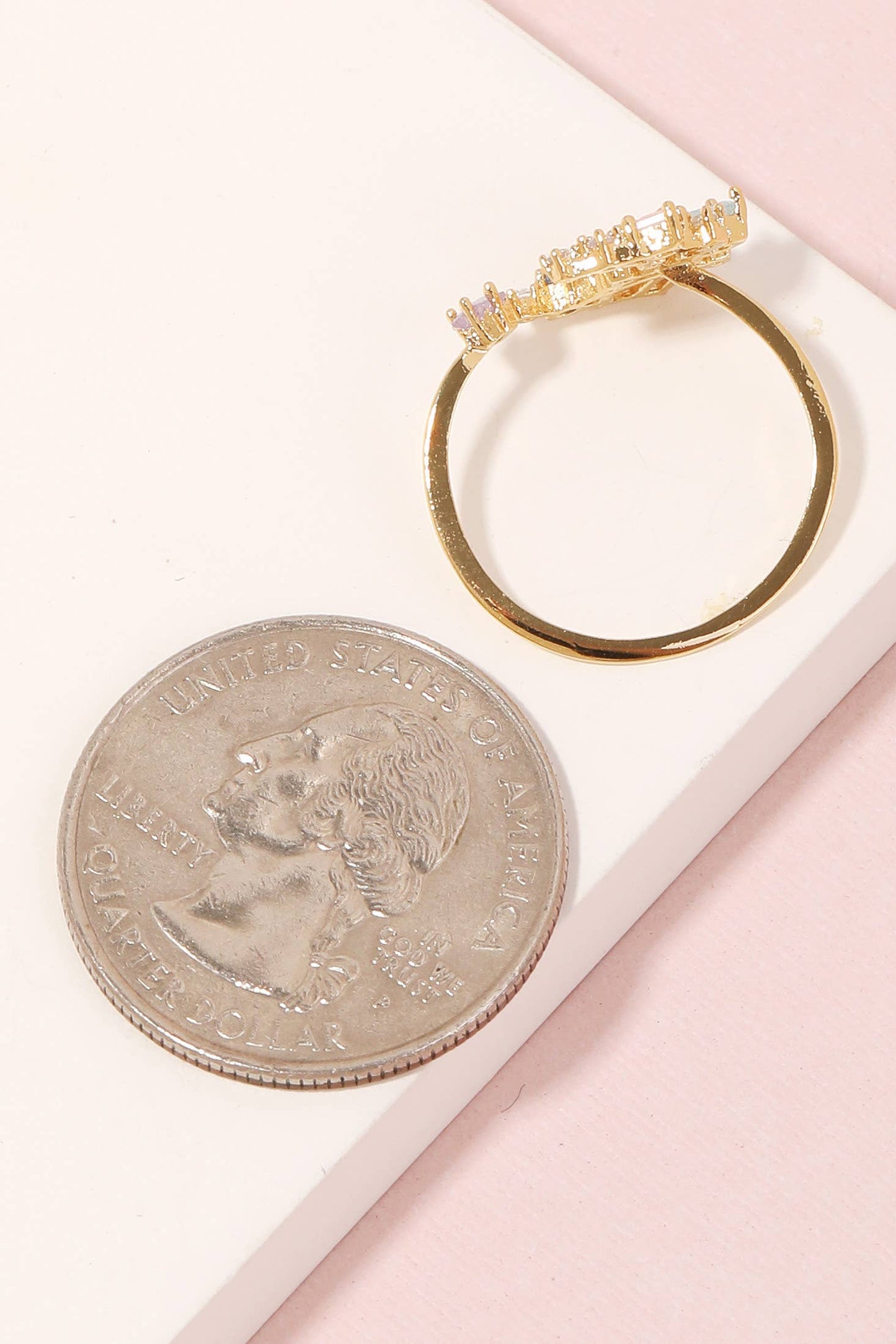 Cluster Studded Crescent Moon Ring