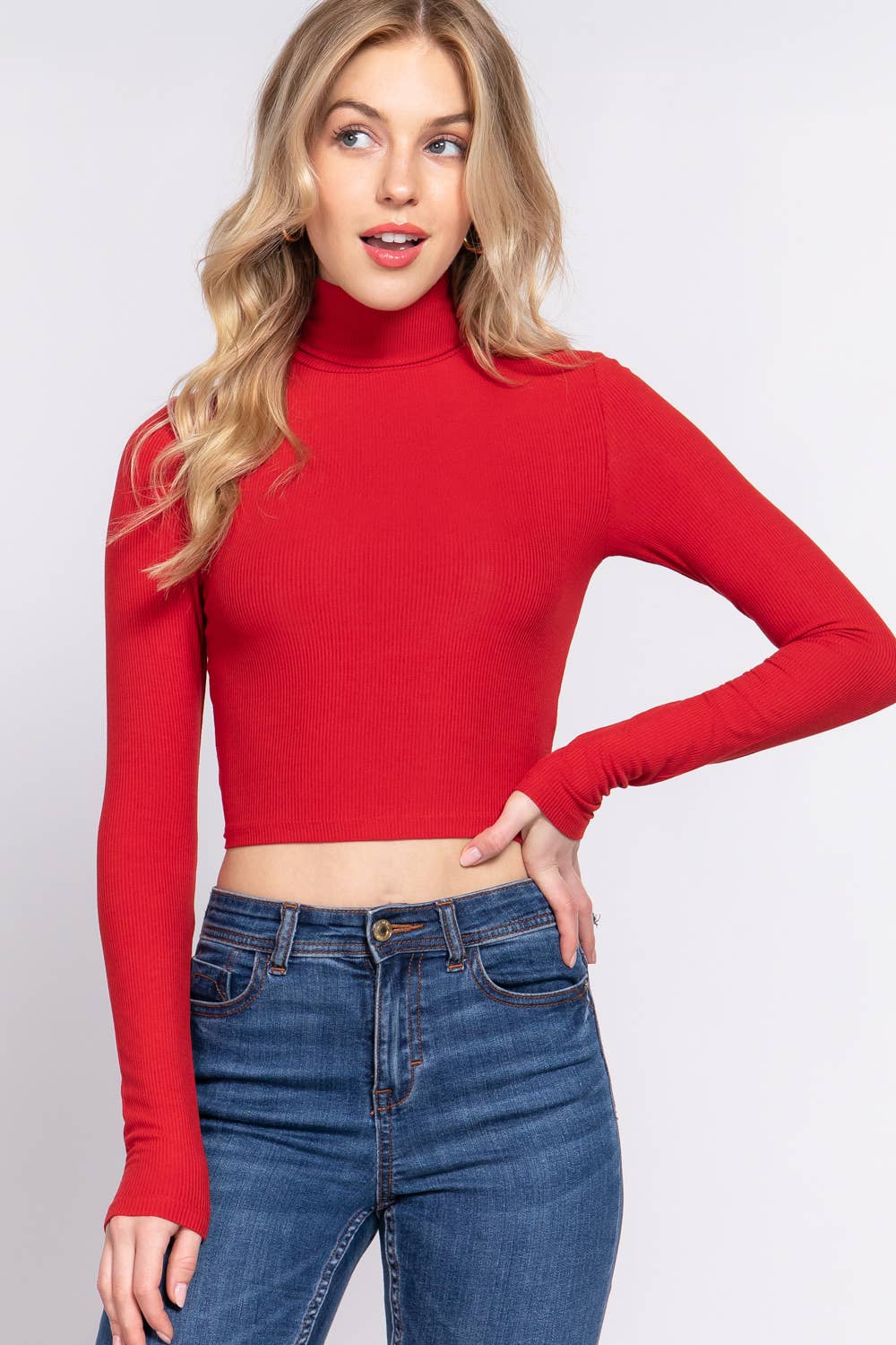 Essential Ribbed Cropped Turtle Neck