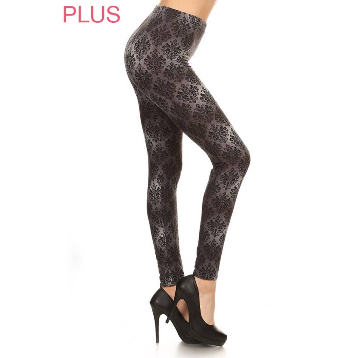 Dark Damask Print Leggings