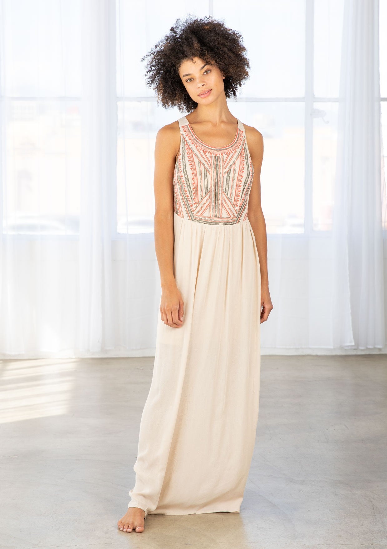 Embroidered Cross Back Maxi