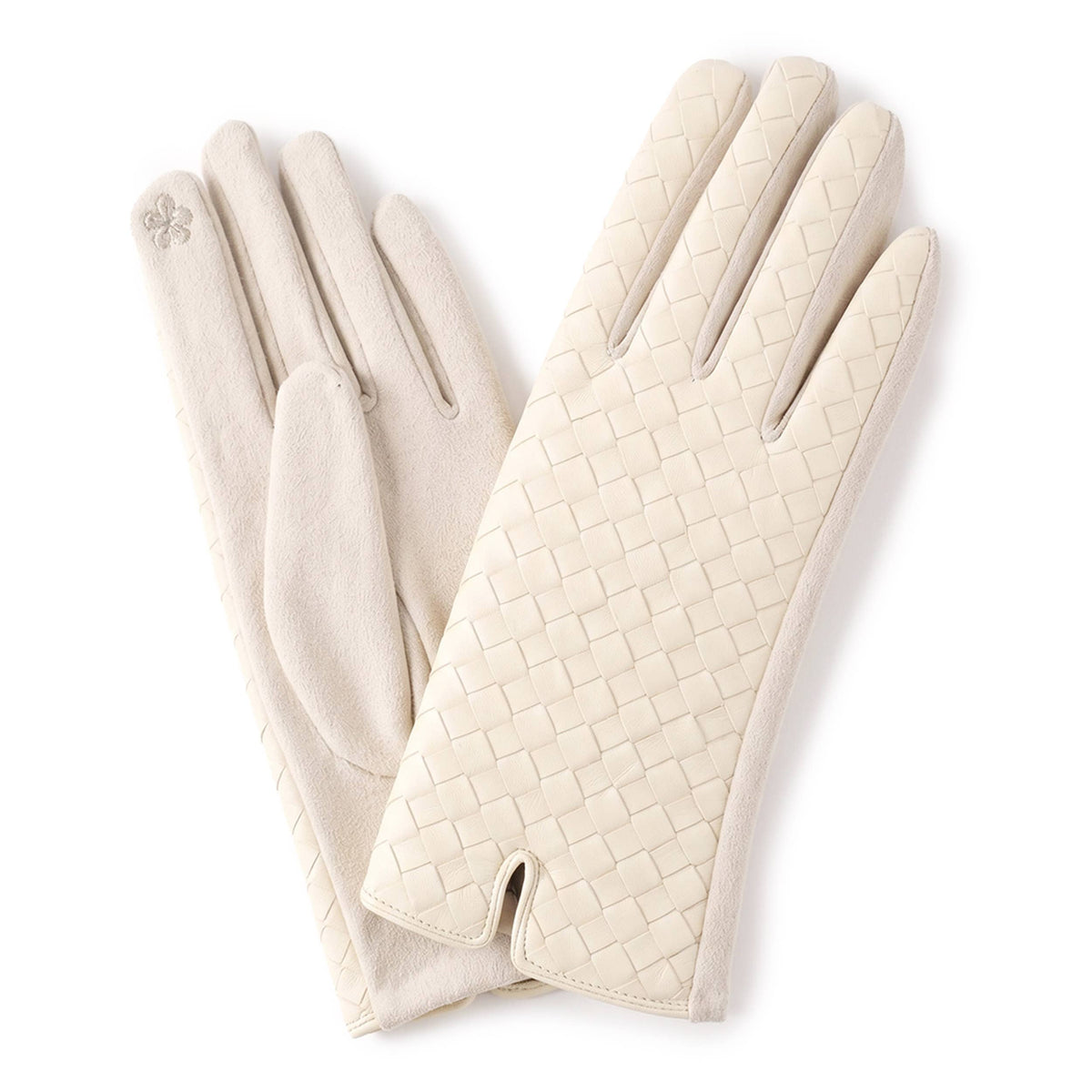 Quilted Faux Leather/Suede Touchscreen Gloves