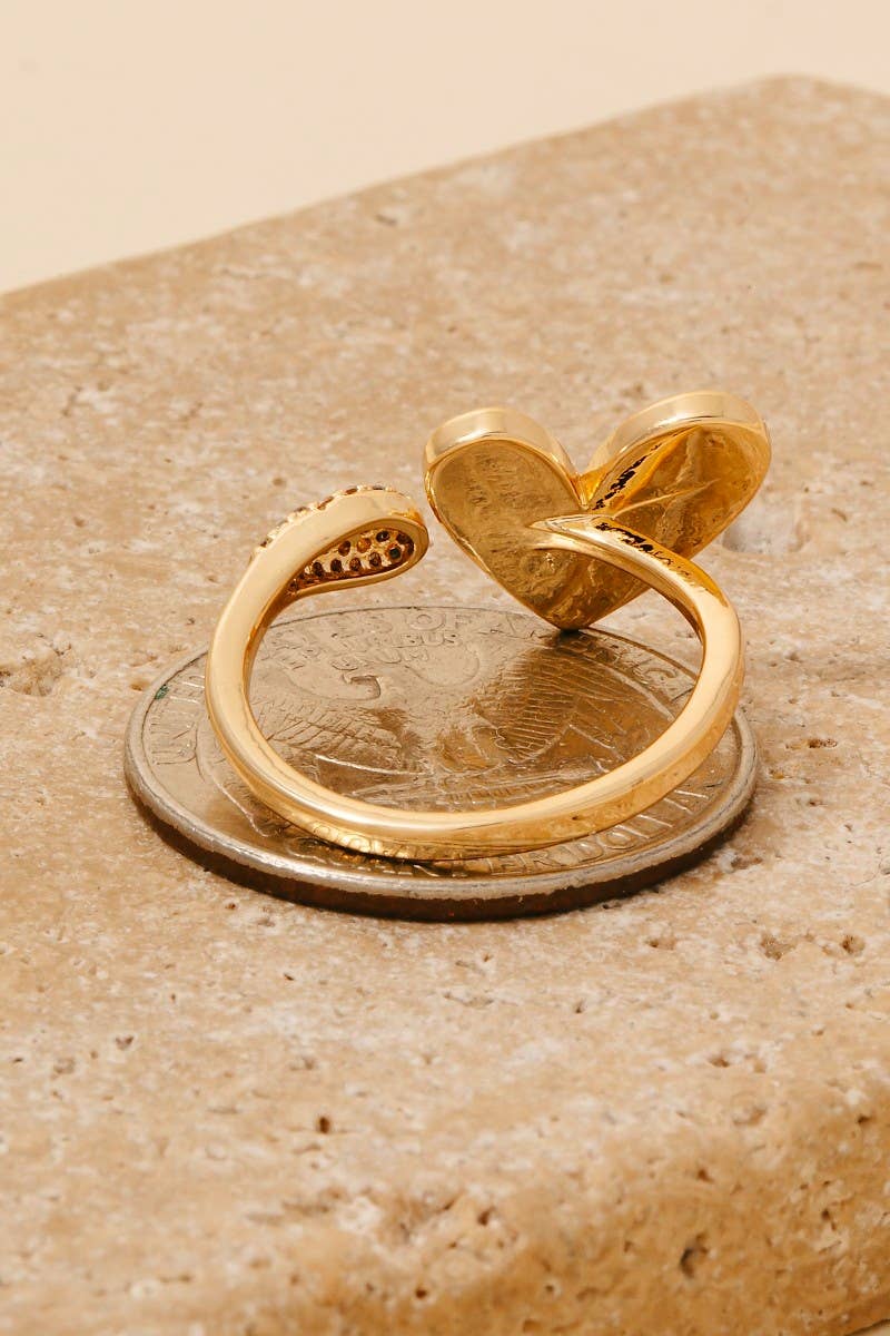 Mother Of Pearl Heart Open Band Ring