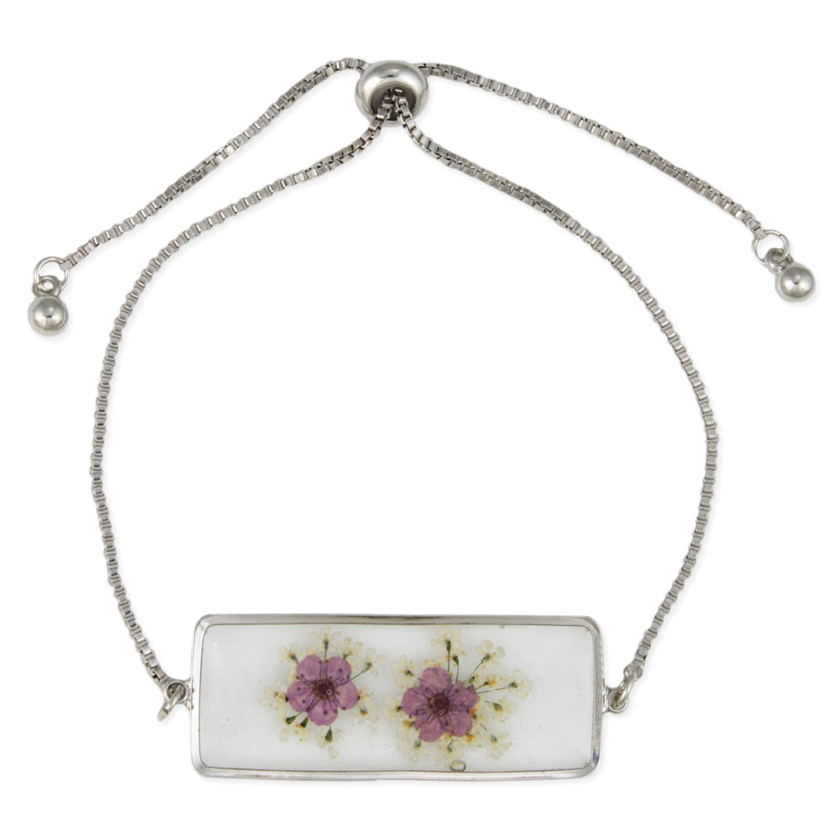 Silver Dried Flower Pull Bracelet