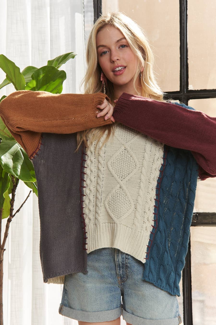 Fall Colorblock Sweater Top