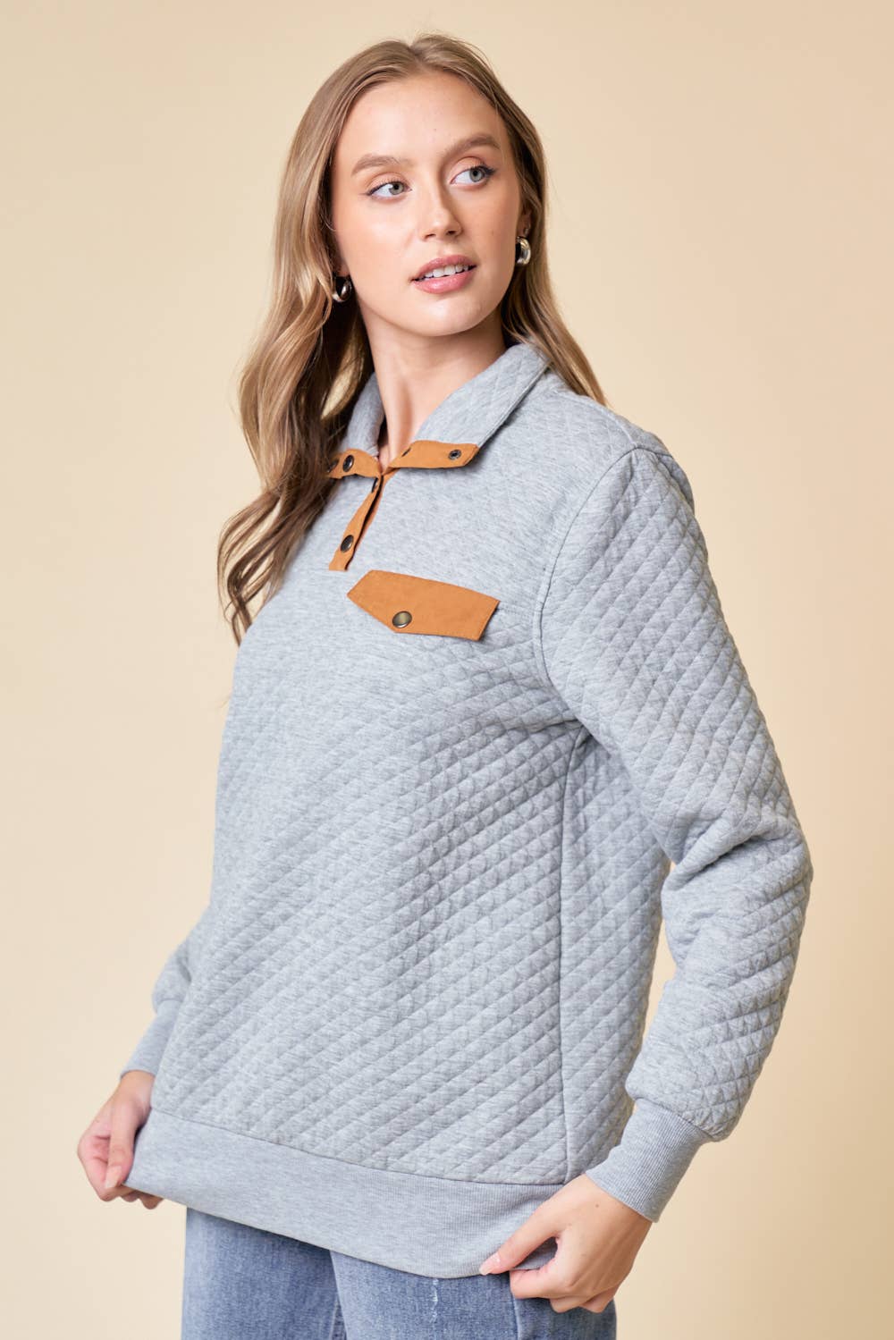 Diamond Quilted Pullover