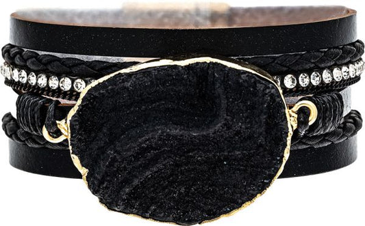 Big Black Druzy Stone Magnetic Bracelet