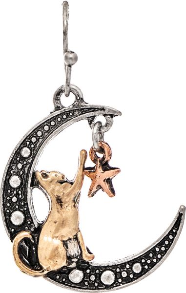 Multi Metal Reach Fur the Stars Cat Earring