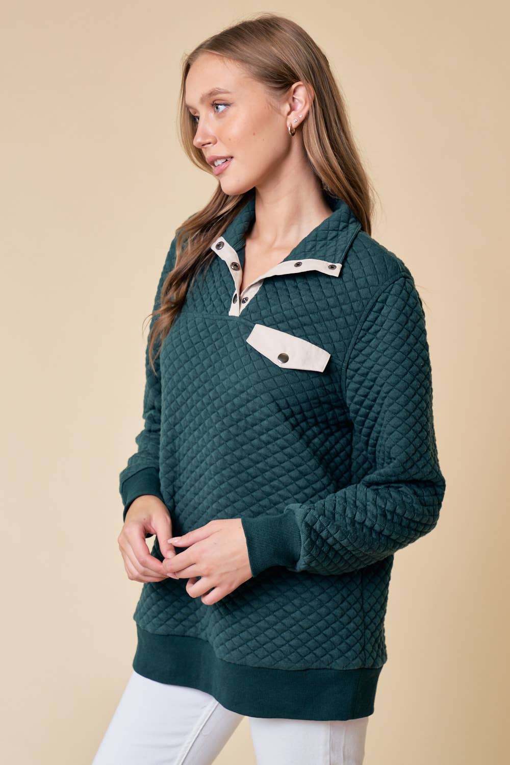 Diamond Quilted Pullover