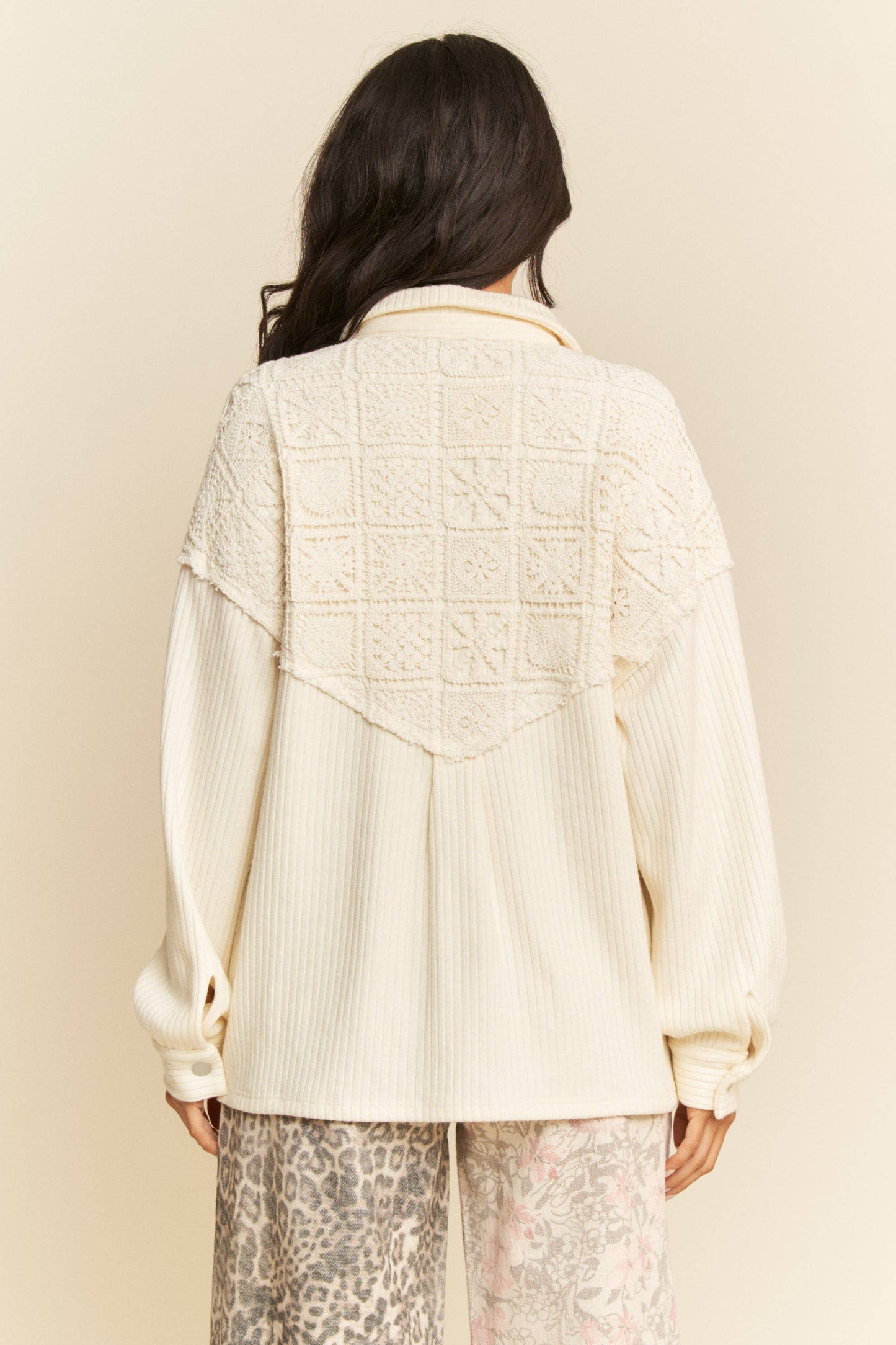 Plus Crochet Lace Button Up