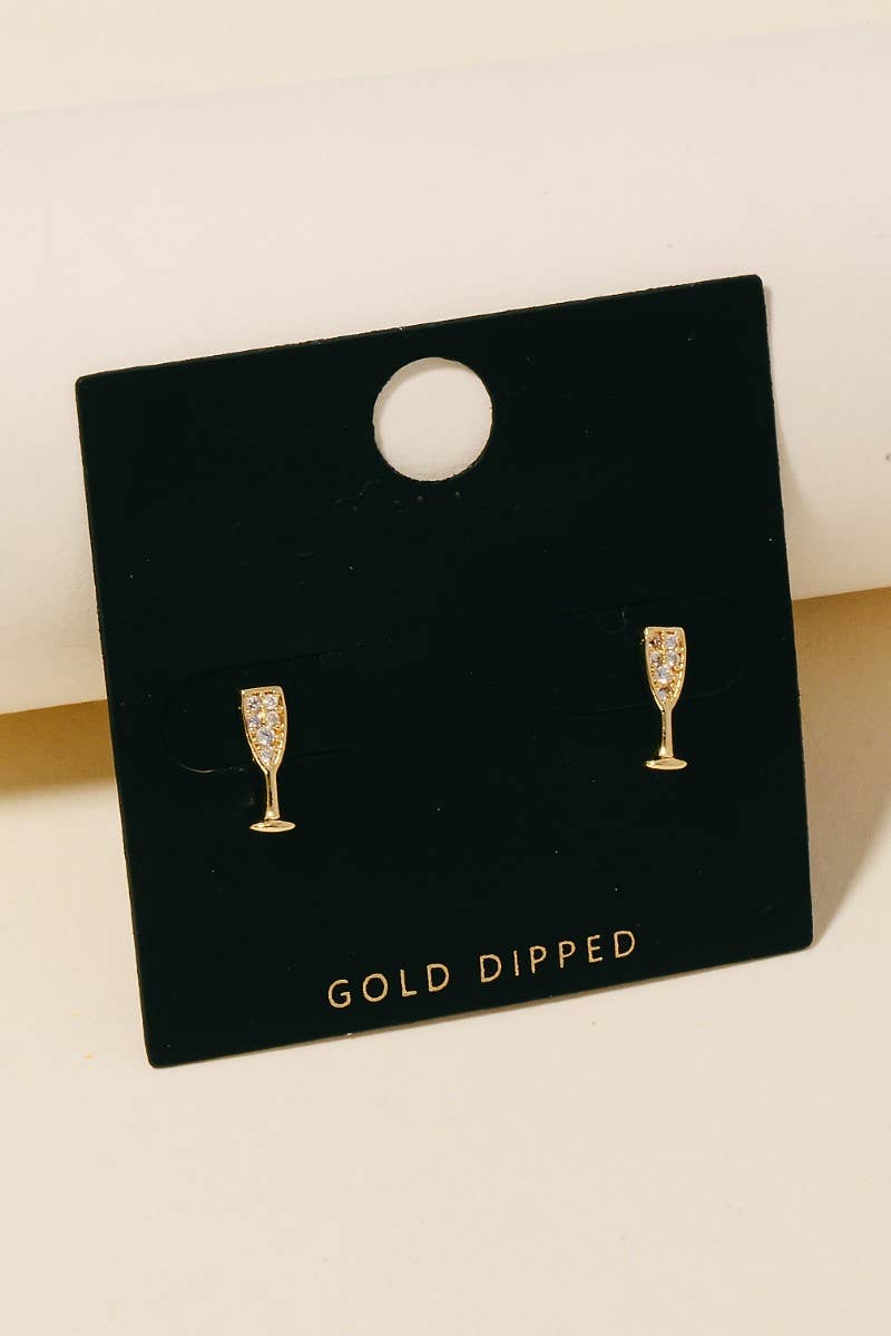 Champagne Glass Stud Earrings