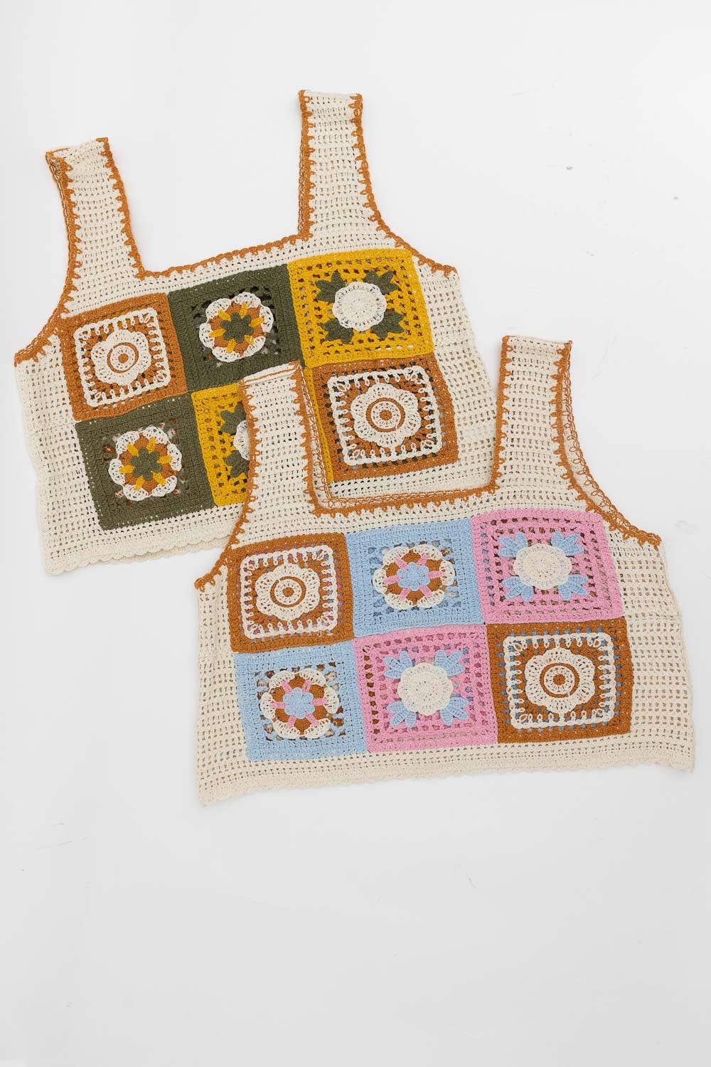 Embroidered Floral Mosaic Crochet Top