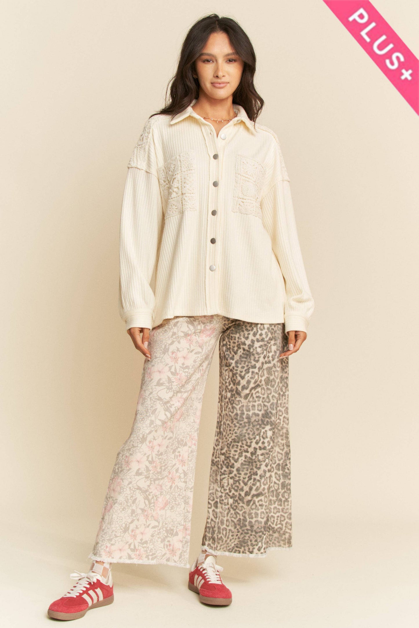 Plus Crochet Lace Button Up