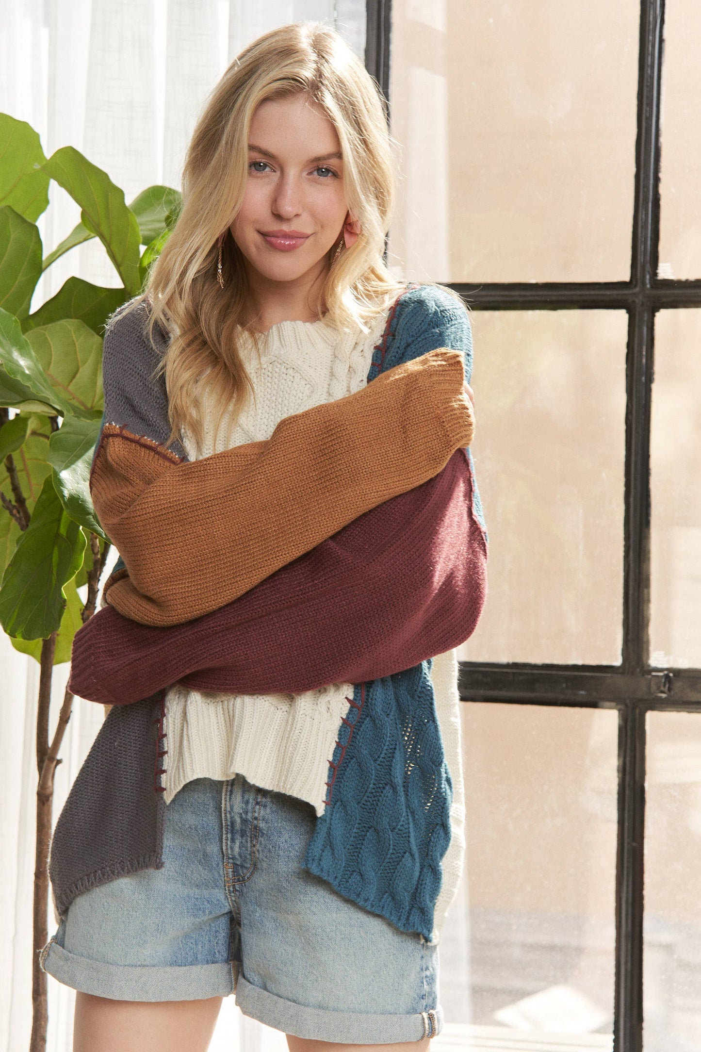 Fall Colorblock Sweater Top