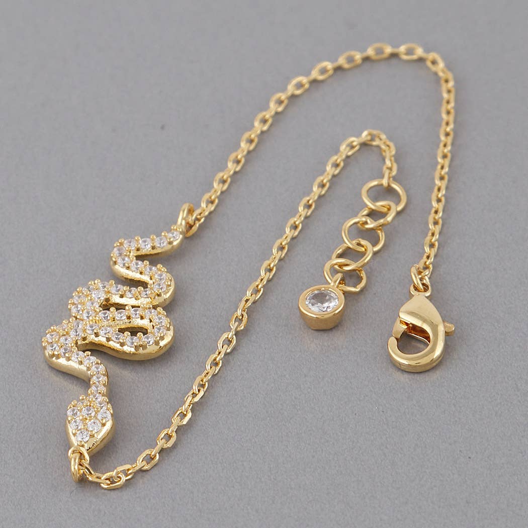 Rhinestone Snake Pendant Bracelet